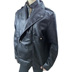 Pretty Little Thing Faux Leather Moto Jacket In Black Size 8